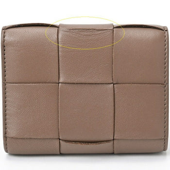 Bottega Veneta Cassette Tri-Fold Wallet 750245 Intrecciato Leather Taupe Gray E-156538