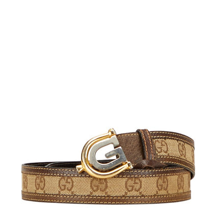 Gucci Old Belt Brown Beige Leather Canvas