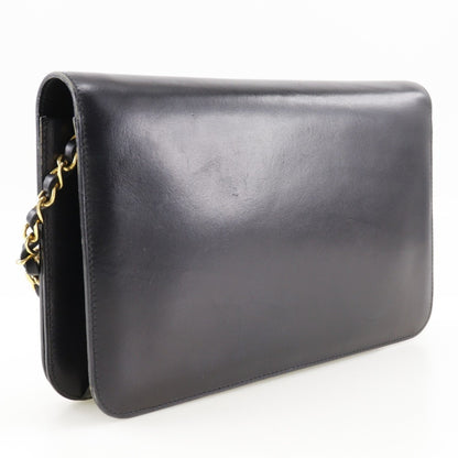 Chanel Chanel Chain Shoulder Bag Coco Mark Calf Black Snap Button Chainshoulder