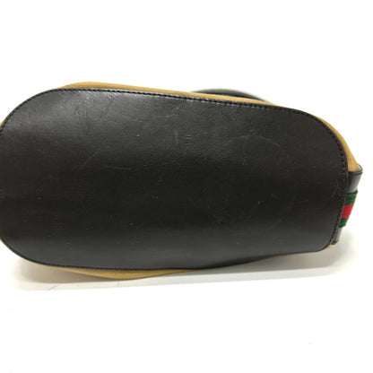 Gucci 001-4286 Vintage Sherry Line Bucket Shoulder Bag In Leather/Canvas