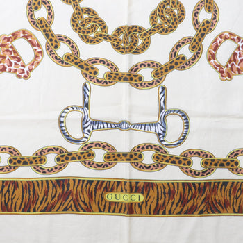 Gucci Vintage 100% Cotton Animal Print Horsebit Large Shawl/Stole In Brown
