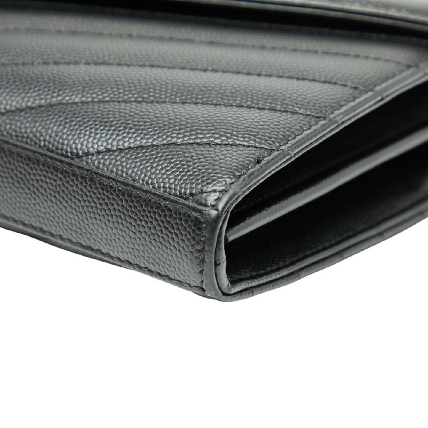 Saint Laurent Cassandra Ysl Logo Chain Wallet In Black Leather