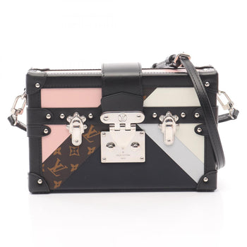 Louis Vuitton Petite Malle Shoulder Bag In Leather And Coated Canvas With Monogram Design