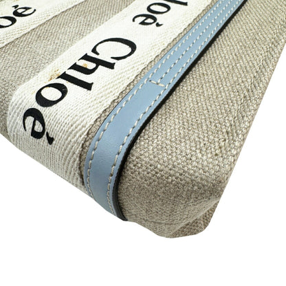 Chlo Chloe Woody Small Blue Canvas Shoulder Bag Handbag