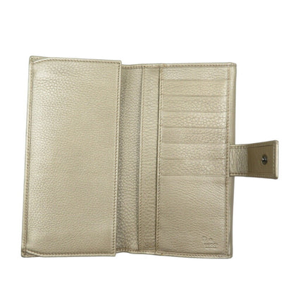 Gucci Leather Champagne Gold W Long Wallet 1176Gucci