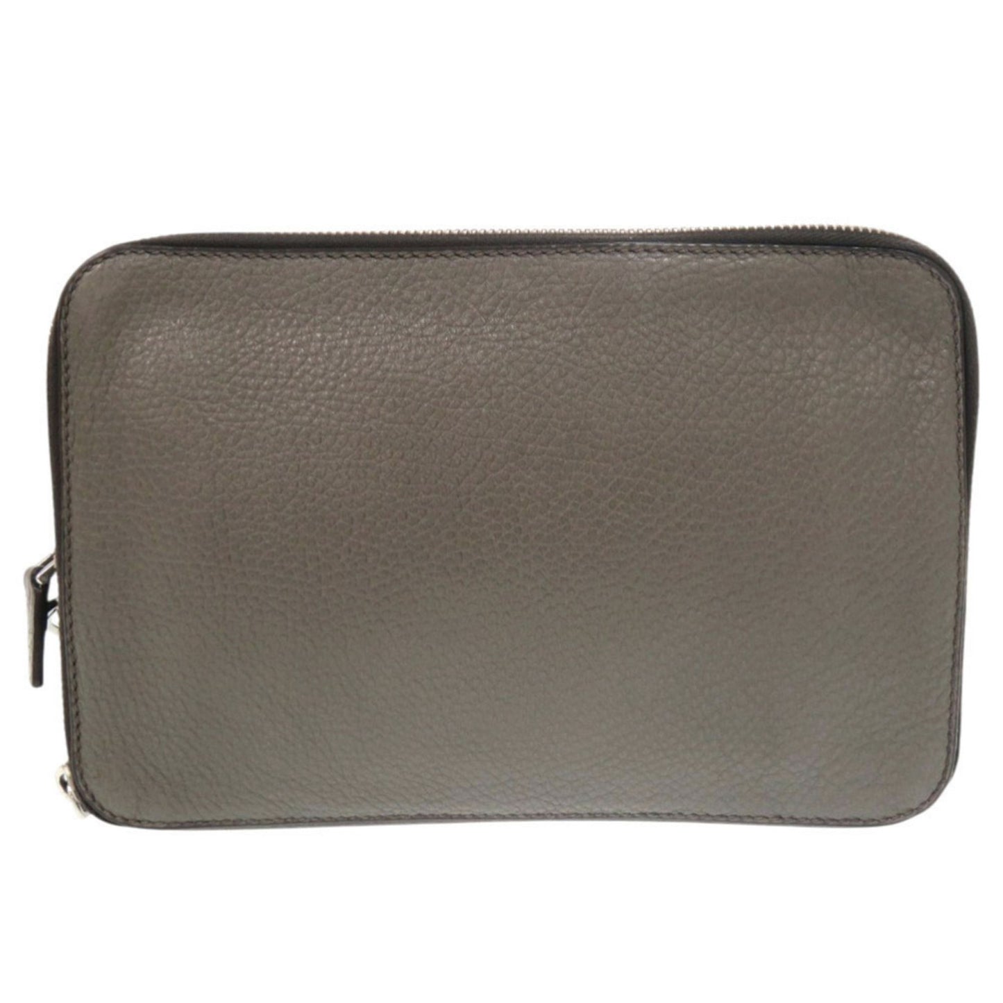 Prada Triangle Logo Leather Gray Second Bag Clutch 0188 Prada