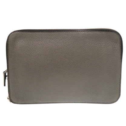 Prada Triangle Logo Leather Gray Second Bag Clutch 0188 Prada