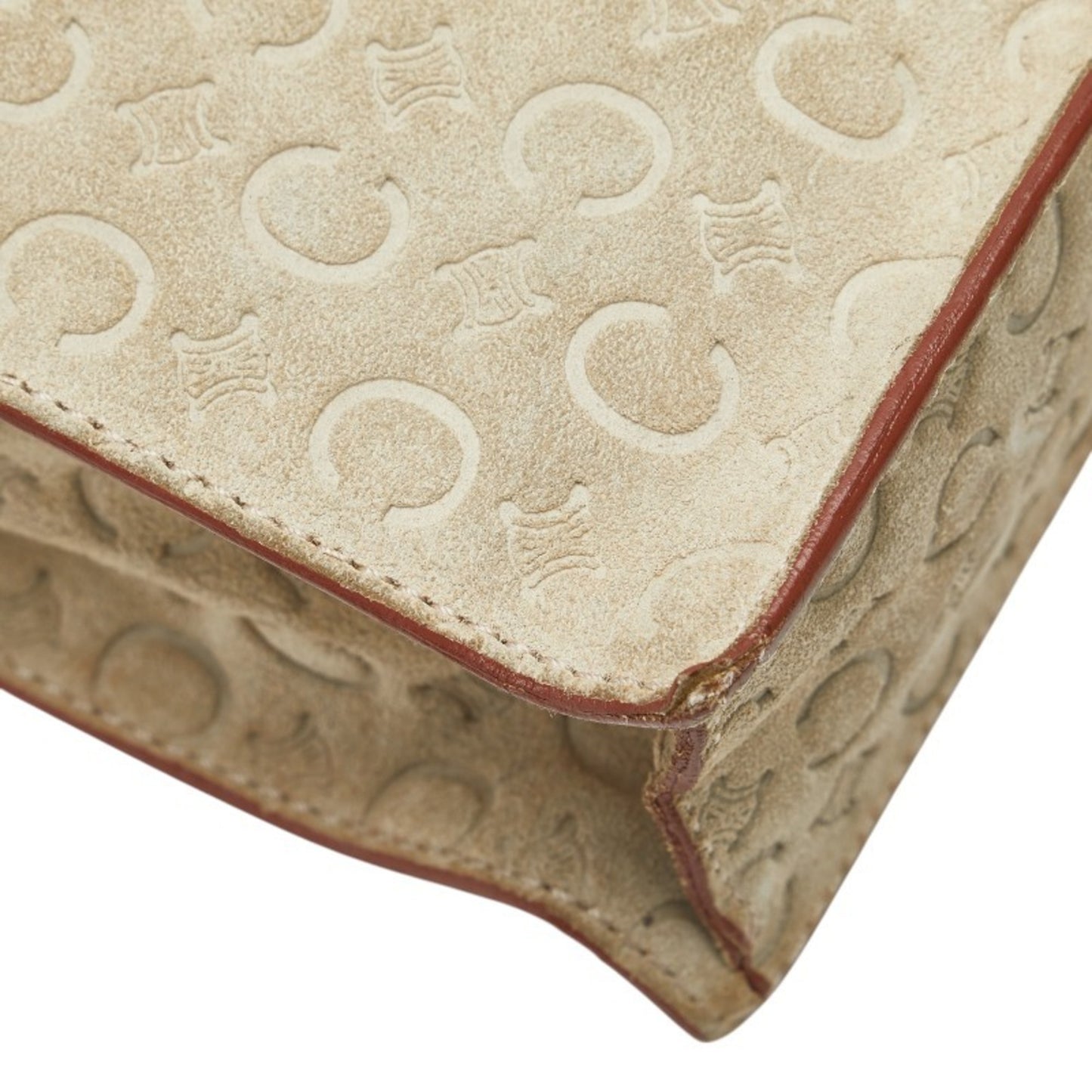 Celine Macadam Handbag In Beige Suede