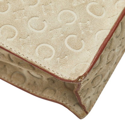 Celine Macadam Handbag In Beige Suede