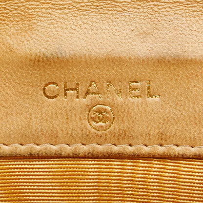Chanel Coco Mark Double Hook Bifold Wallet Beige Caviar Leather