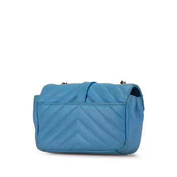 Saint Laurent Ysl Baby Chai Chain Shoulder Bag 399289 Blue Leather