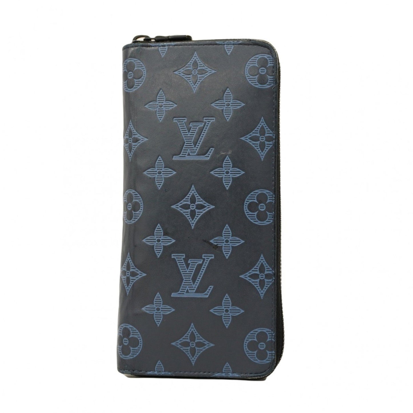 Louis Vuitton Monogram Shadow Zippy Wallet Vertical M80423 Navy