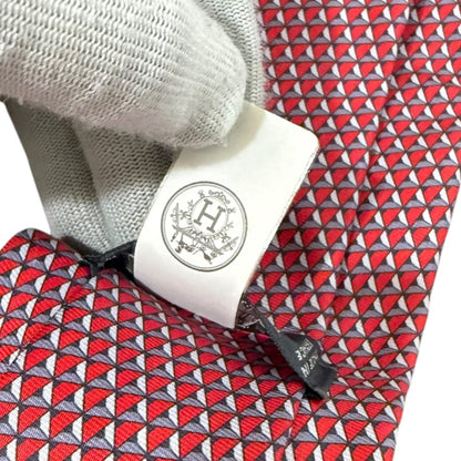 Hermes All-Over Print Silk Tie In Multicolored Red