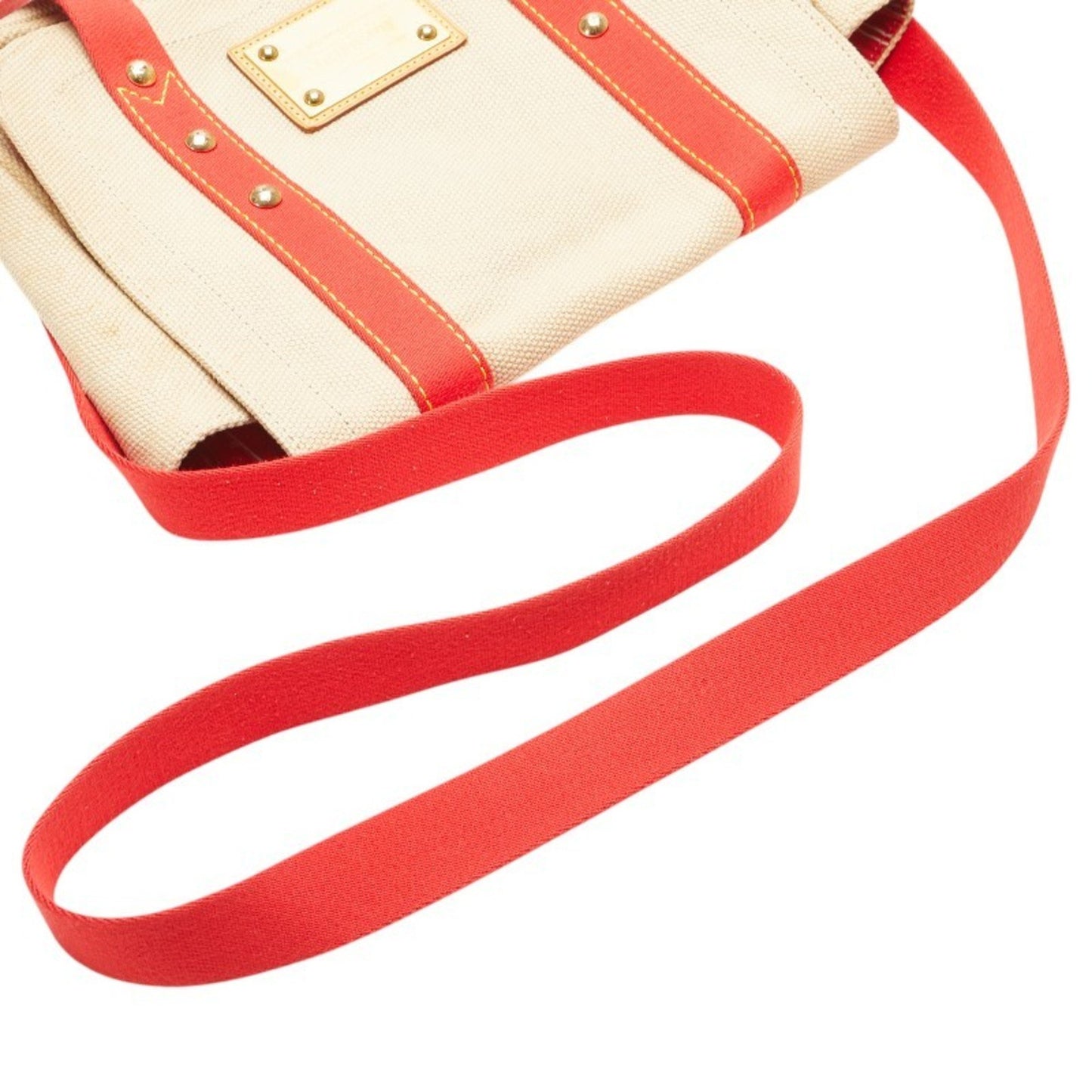 Louis Vuitton Antigua Buzas Pm Shoulder Bag M40041 Beige Red Canvas Leather