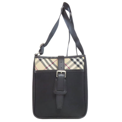 Burberry Nova Check Shoulder Bag Nylon Canvas Leather