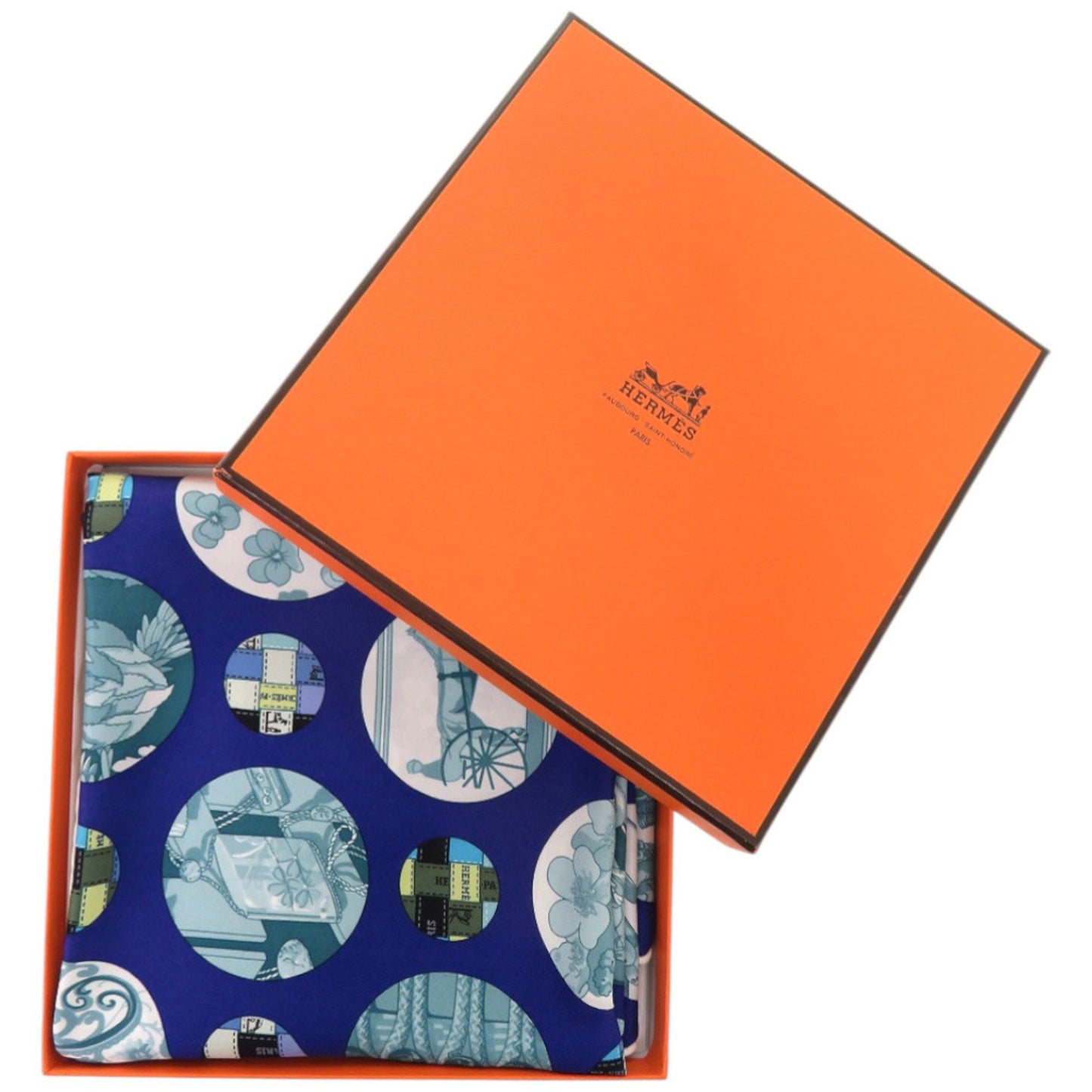 Like New Herms Carr H65 Pois De Soie Silk Multicolor Scarf/Muffler 0042 Hermes