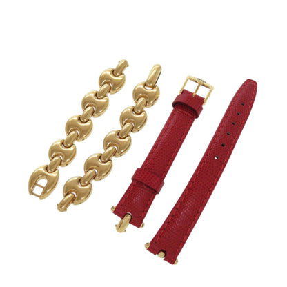 Gucci 1800L Change Strap Gp Embossed Leather White Dial Black Red Quartz Watch 1052 Gucci