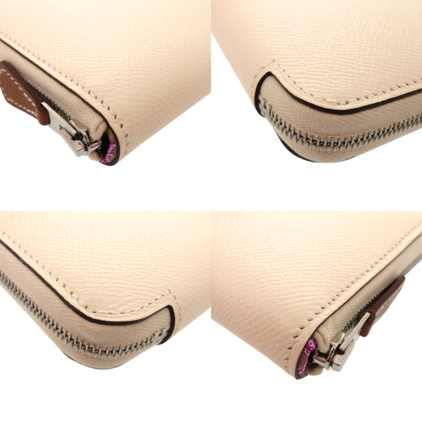 Unused Herms Azap Compact Silkin Epsom Leather Nata U Stamp (Made In 2022) White Coin Case Wallet