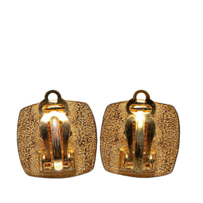 Chanel Coco Mark Earrings Gold Black Plated