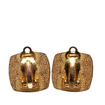Chanel Coco Mark Earrings Gold Black Plated