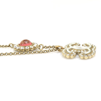 Chanel Necklace Coco Mark Metal Rhinestone Gold Silver Pink
