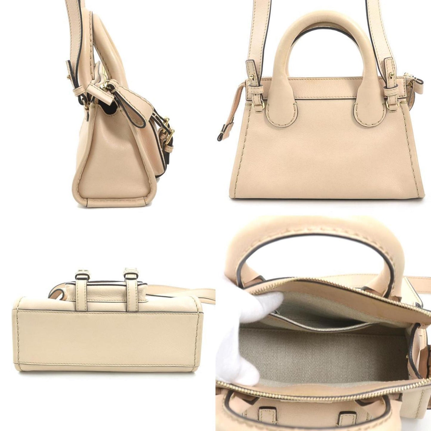 Chlo Chloe Edith Handbag Shoulder Bag In Leather Pink Beige