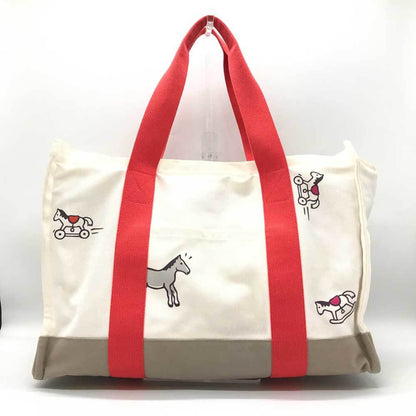 Hermes Adada Mother'S Bag Canvas Ivory Red Hermes Pouch