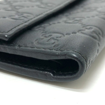 Gucci 257303 Shima Line Gg Wallet Long Embossed All-Over Pattern Tri-Fold Leather