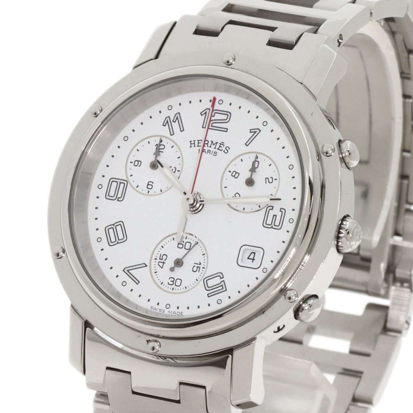 Herms Cl1.910 Clipper Chronograph Watch In Stainless Steel/Ss