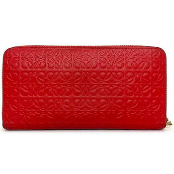 Loewe Round Long Wallet Red Gold Repeat Anagram 107N55.F13 Leather Gp Loewe Embossed