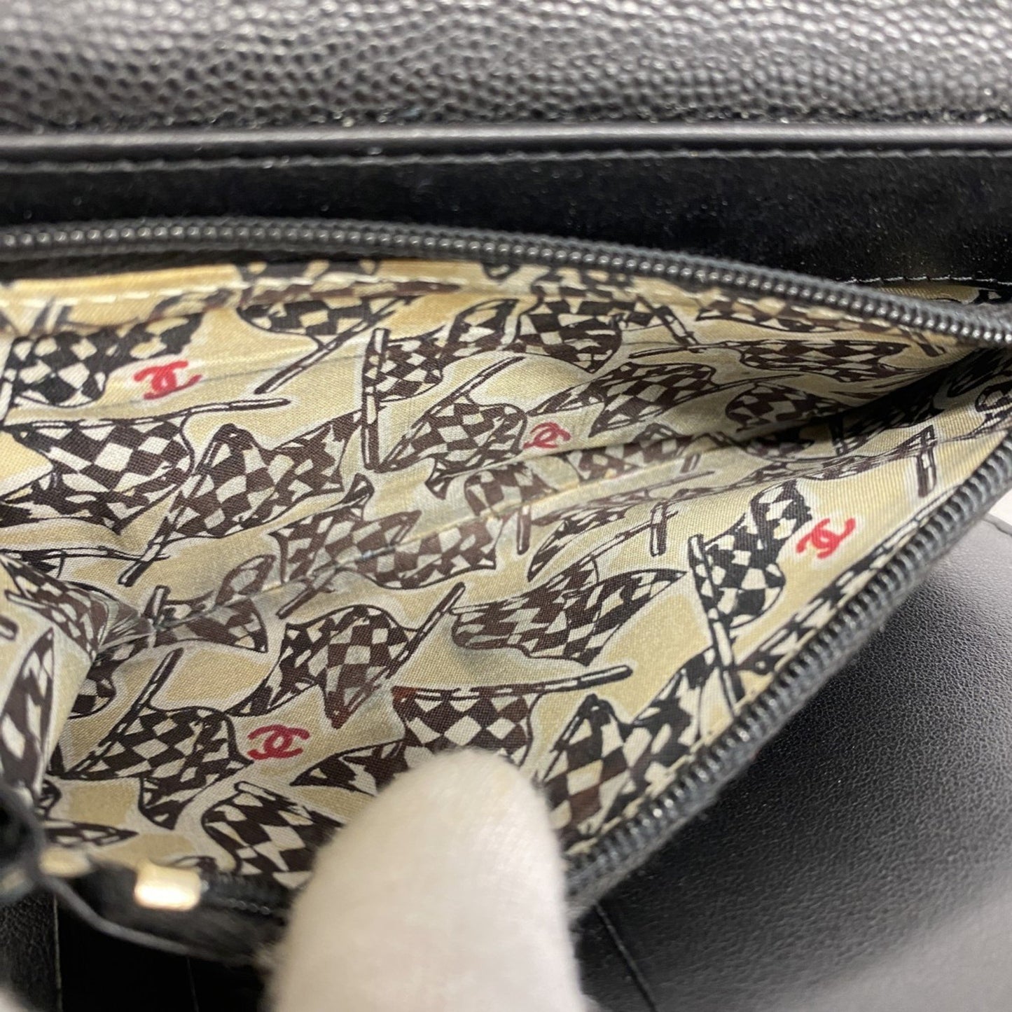 Chanel Matelasse Tri-Fold Wallet In Caviar Leather