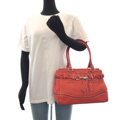 Coach Pink Silver Hardware Leather Tote Bag Shoulder