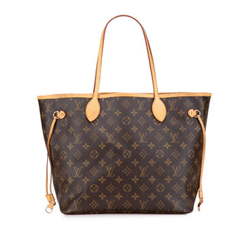 Louis Vuitton Monogram Neverfull Mm Shoulder Bag Tote M40156 Brown Leather