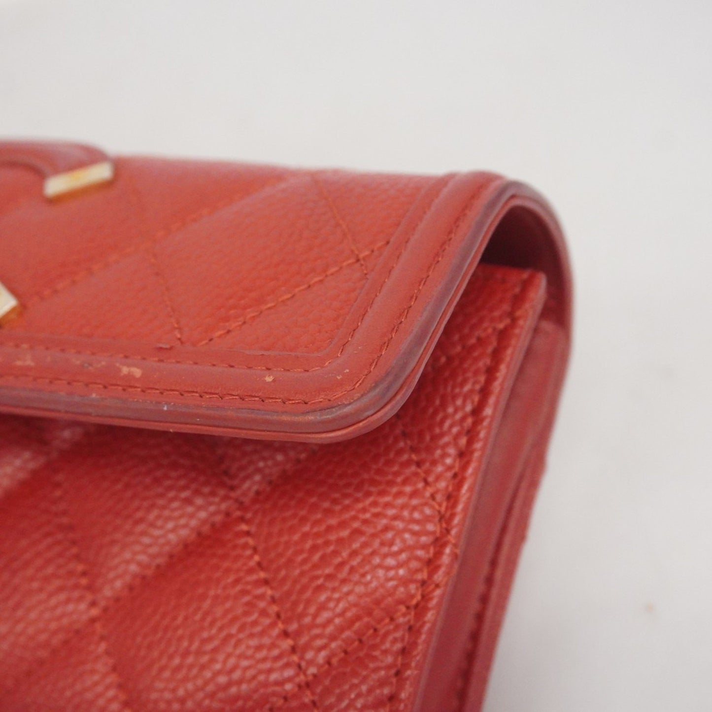 Chanel Cc Filigree Caviar Leather Long Wallet