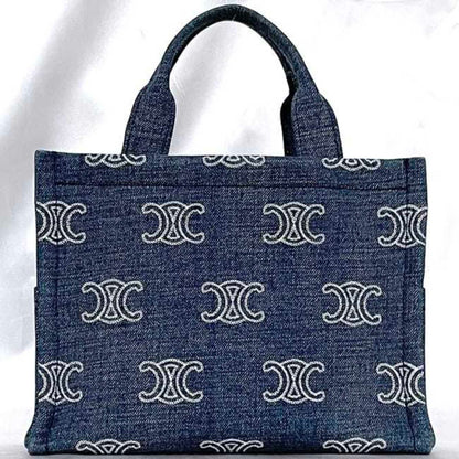 Celine 2-Way Cabatais Bag F-23699 In Blue And Brown Triomphe (199162Fed.07At) Denim