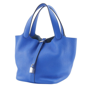 Hermes Herms Picotin Lock Mm Handbag In Taurillon Clemence Blue Hydra Leather