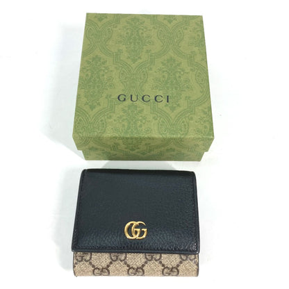 Gucci 598587 Gg Supreme Compact Wallet Folded Wallet Beige Black