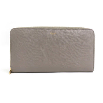 Celine Round Long Wallet Leather Greige