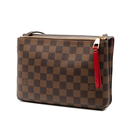 Louis Vuitton Damier Twice Shoulder Bag N48259 Brown Leather