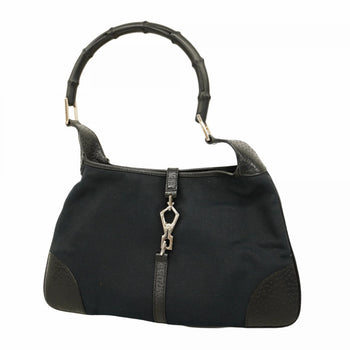 Gucci Bamboo 001 4060 Canvas Handbag Black