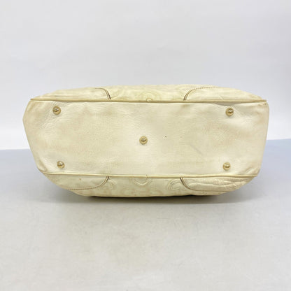 Gucci Bamboo Horsebit Handbag 154375 Leather Ivory Champagne