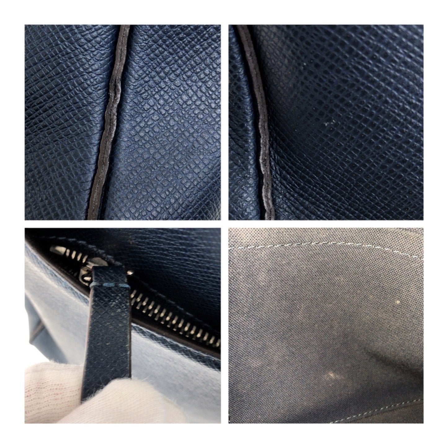 Louis Vuitton Taiga Porte-Document Voyage Mm Blue Leather Briefcase With Silver Hardware