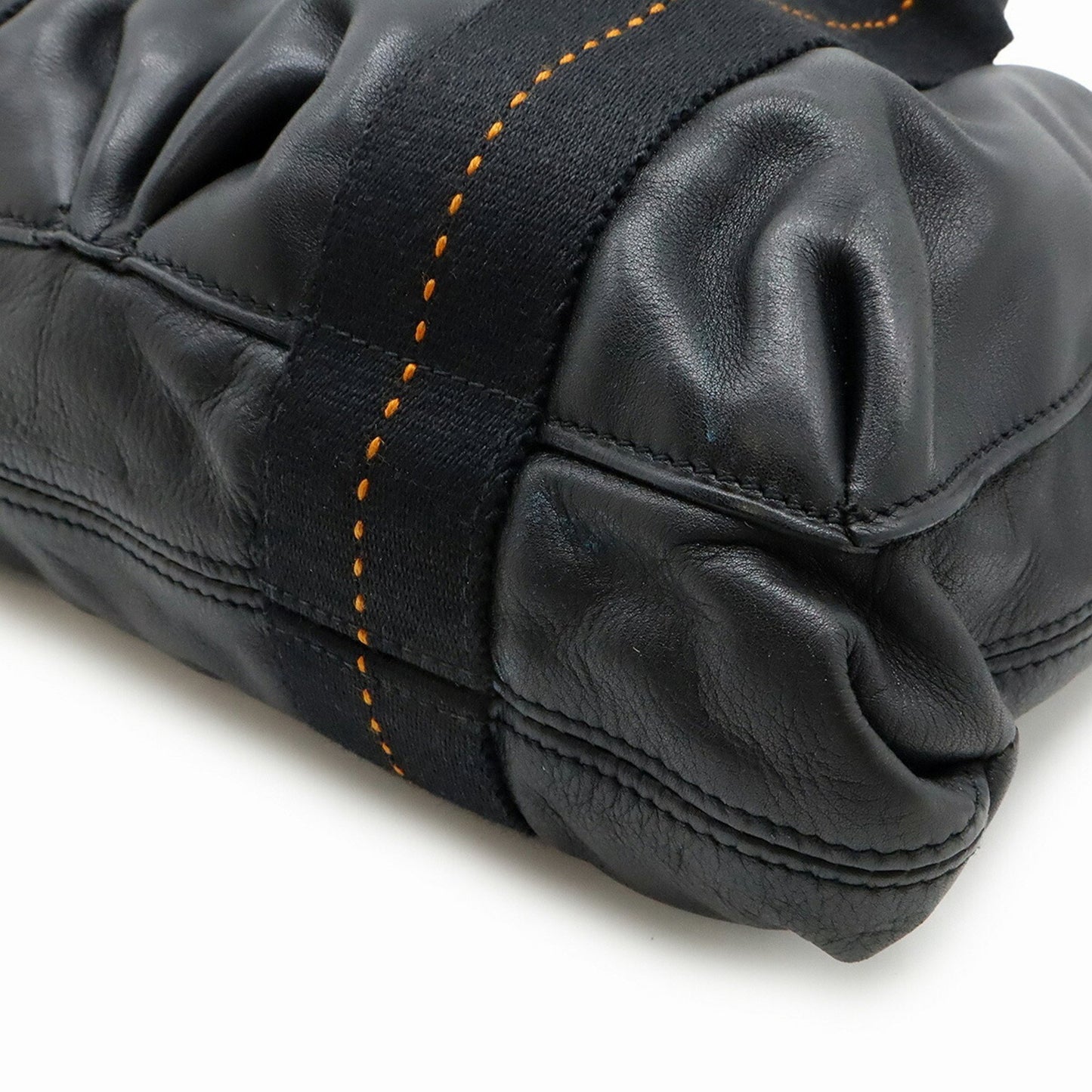 Hermes Caravan Horizontal Pm Tote Bag Shoulder Veauderma Leather Black Orange