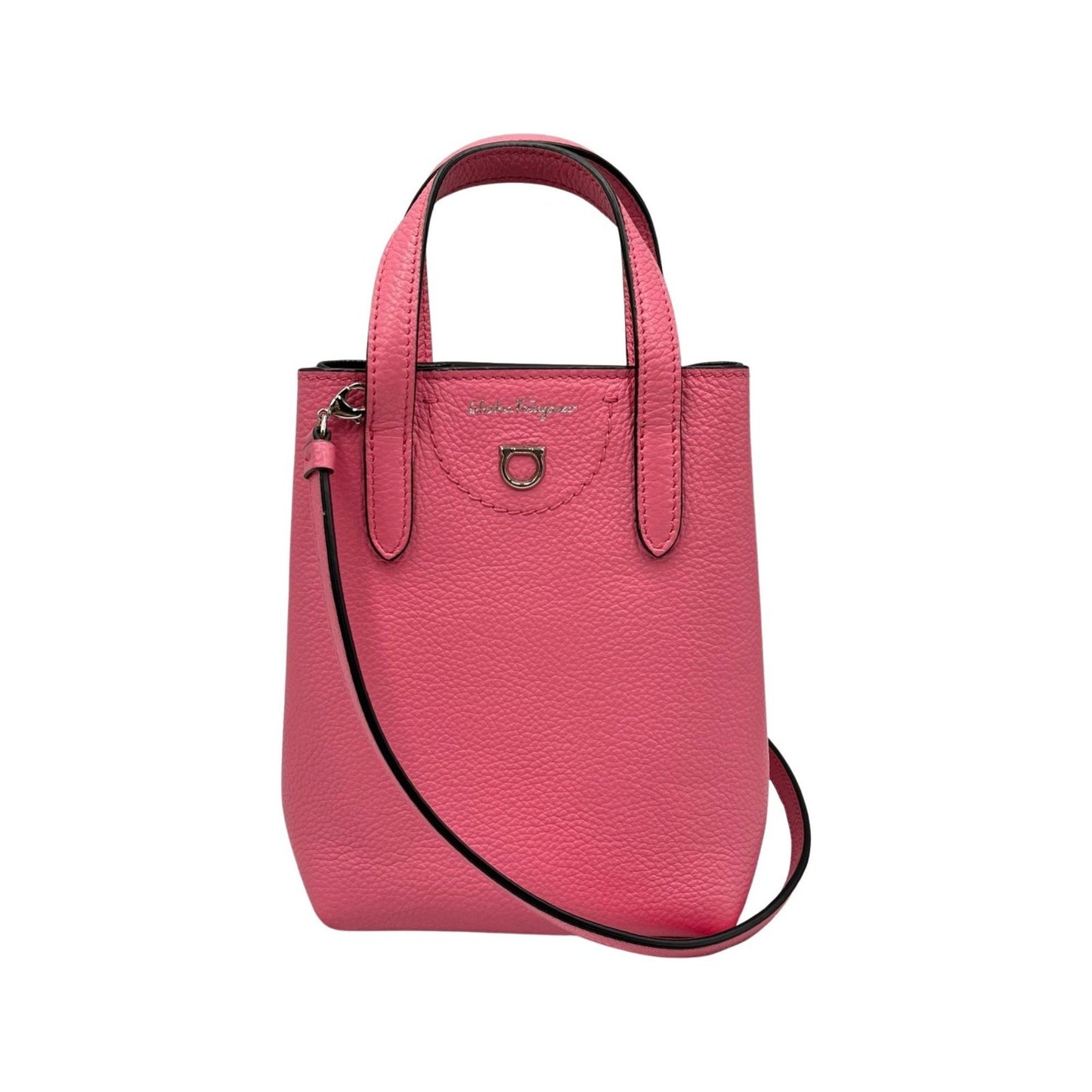 Salvatore Ferragamo 2-Way Mini Tote Shoulder Bag Gu-220024 In Pink Leather