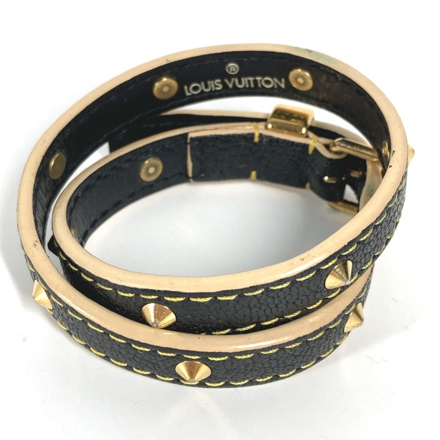 Louis Vuitton M91844 Suhali Studs Accessories Double Bracelet Noir Black