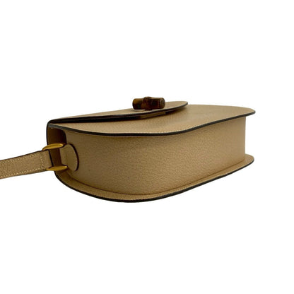 Gucci Old Gucci Bamboo Turnlock Leather Shoulder Bag/Pochette Beige 96-10