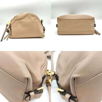 Miu Miu Miu Shoulder Bag Pochette Beige Leather 2-Way Clutch Second 5Bh092