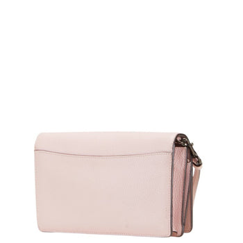 Coach Logo Shoulder Bag In Pink Leather