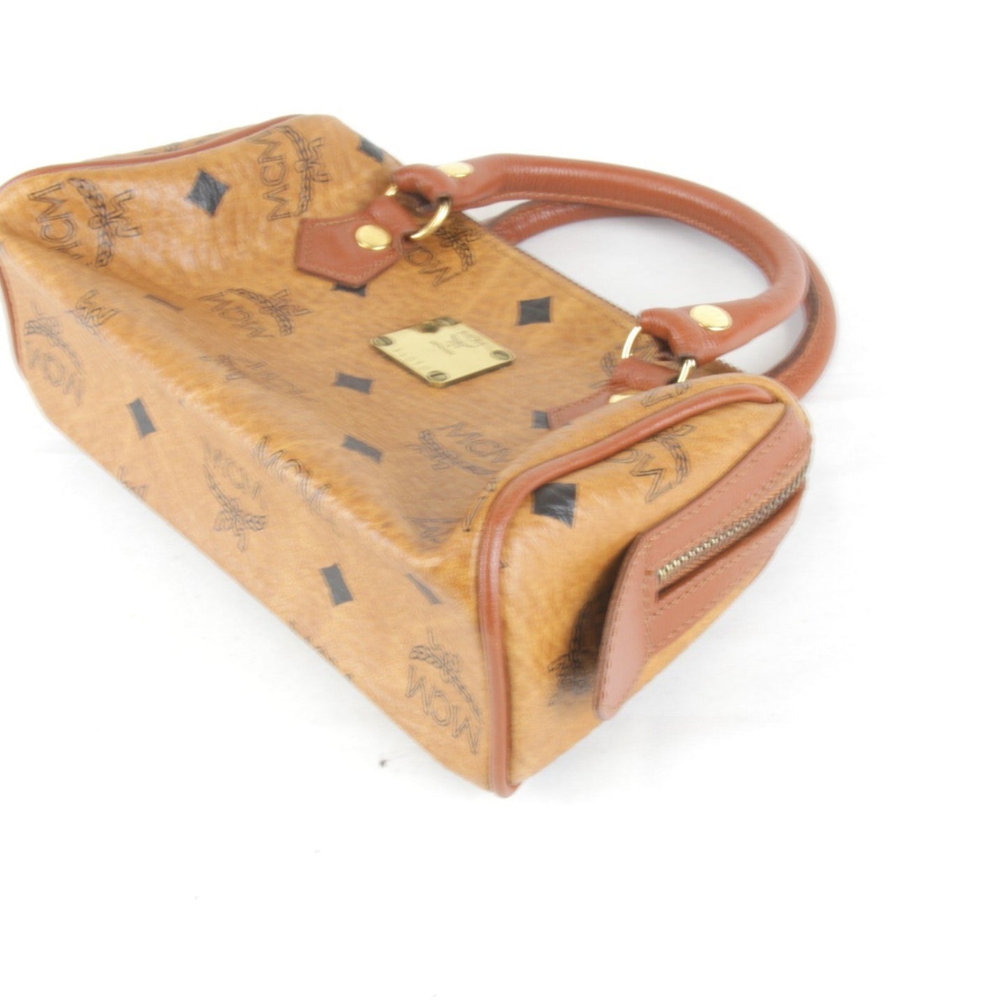 Mcm Visetos 010 Boston Bag Leather Brown