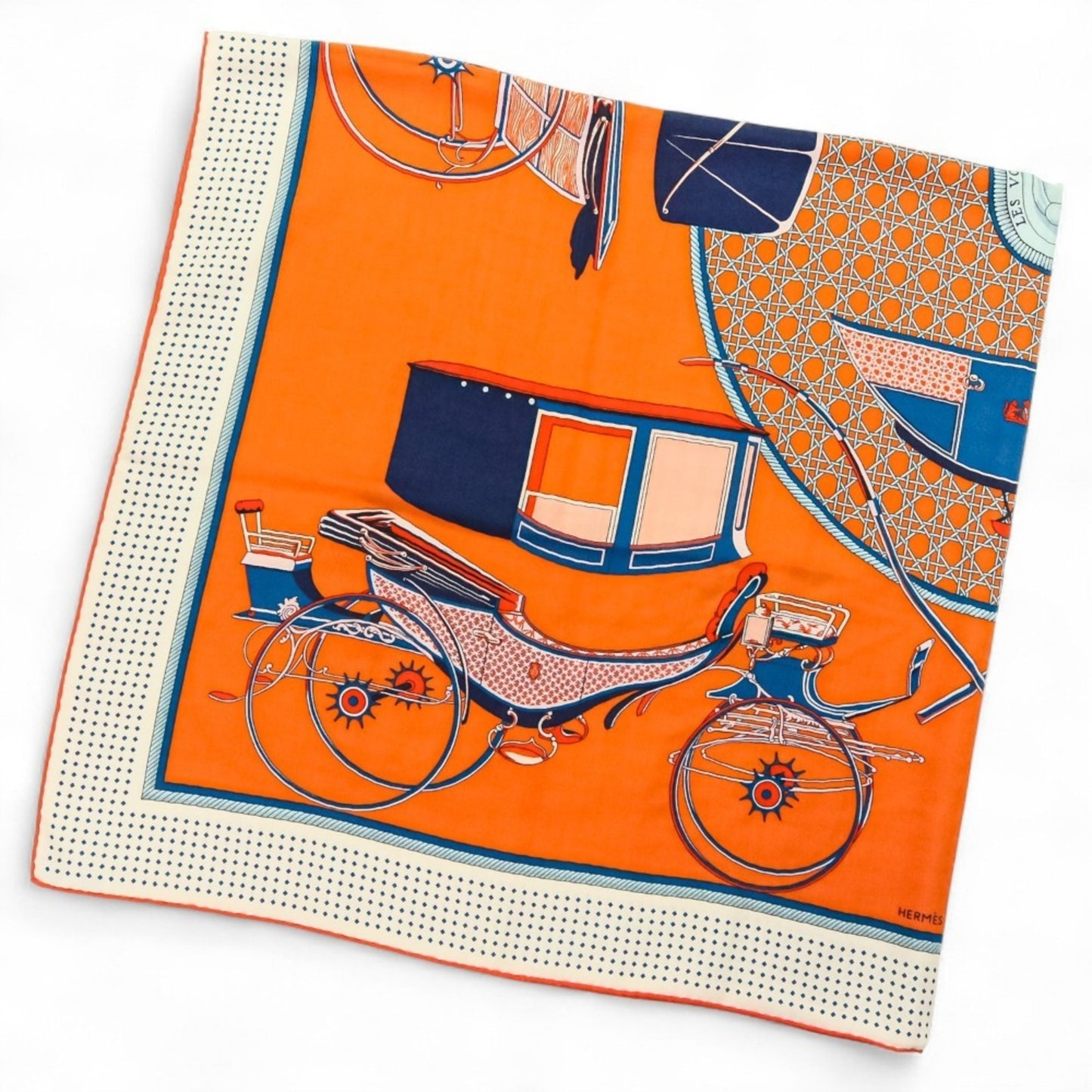 Hermes Carr 140 "Les Voitures A Transformation" Folding Canopy Carriage Scarf/Muffler